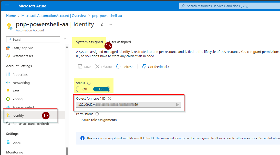 Azure - Automation Accounts - Identity
