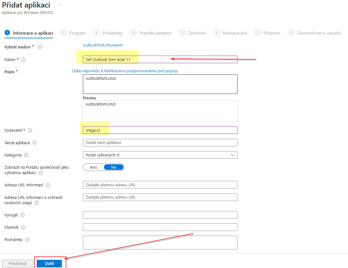 IntuneWin - Informace o aplikaci