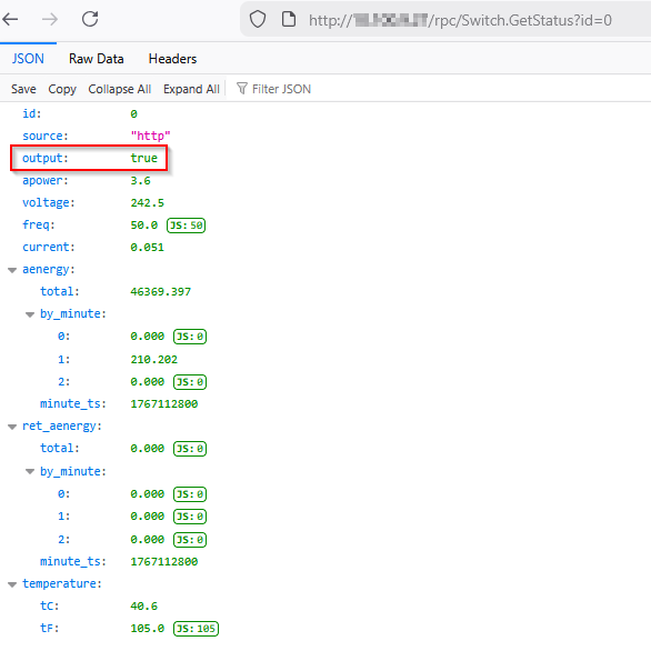 Loxone Virtual HTTP Input Shelly