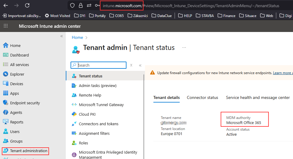Tenant Admin Status - MDM Authority